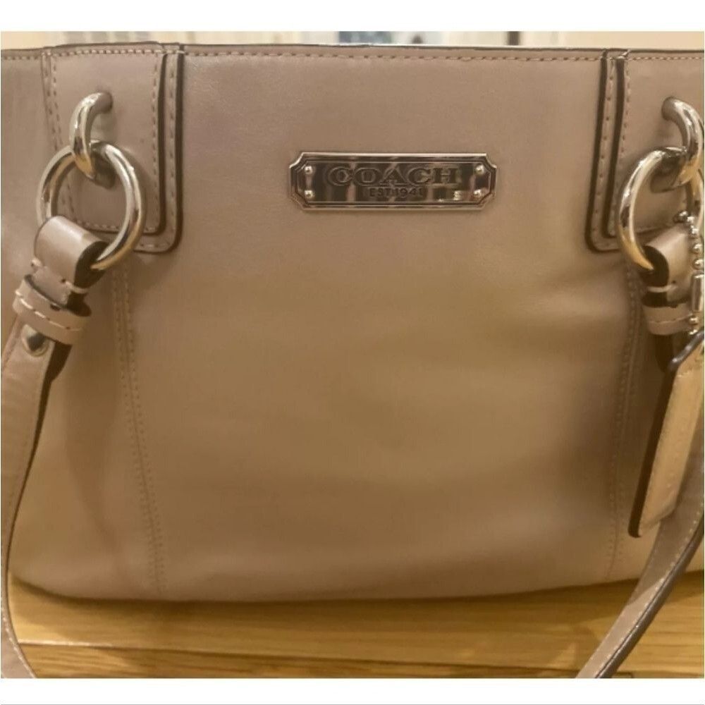Coach purse F19252 bag tote womens leather zip pockets silver tone medium cute - Picture 7 of 16